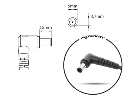 Przewód do zasilacza / ładowarki Asus (6.0x3.7 z bolcem PIN) - 230W