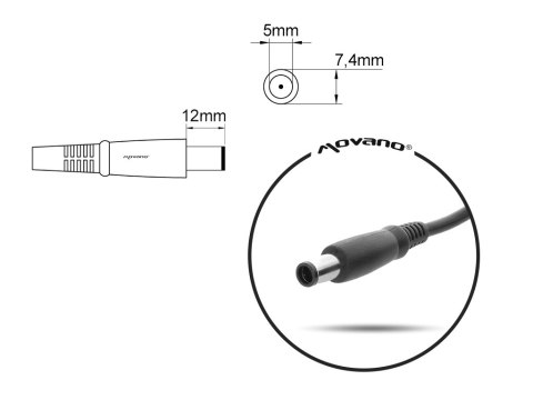 Przewód do zasilacza / ładowarki HP (7.4x5.0 PIN z bolcem) - 230W