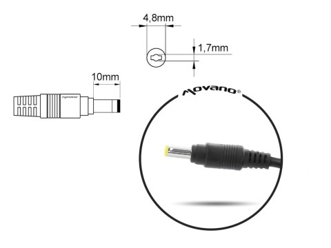 Zasilacz Movano 18.5v 3.5a (4.8x1.7) 65W do HP, Compaq