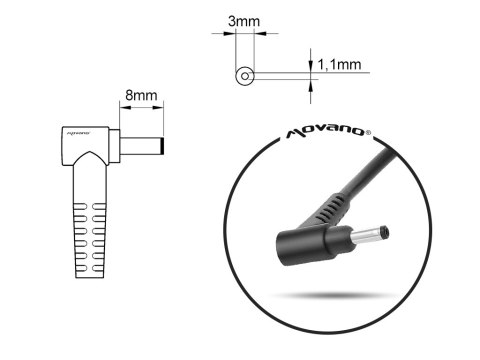 Zasilacz samochodowy Movano 19v 3.42a (3.0x1.1) 65W do Acer