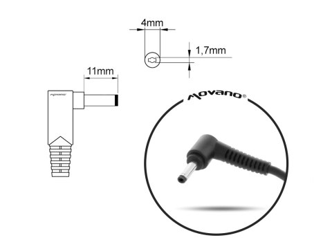 Zasilacz samochodowy Movano 20v 2.25a (4.0x1.7) 45W do Lenovo