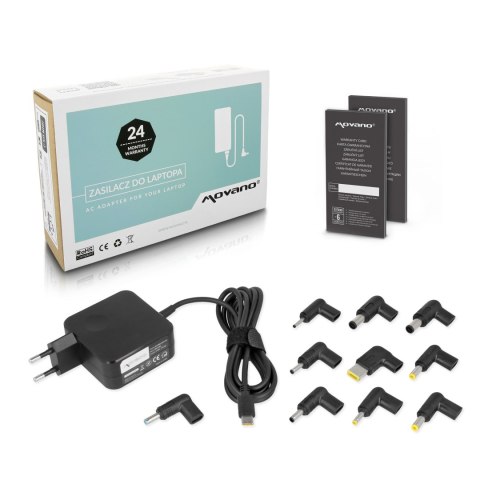 Zasilacz Movano uniwersalny 45W USB-C - 10 wtyków Zasilacz Movano uniwersalny 45W USB-C - 10 wtyków