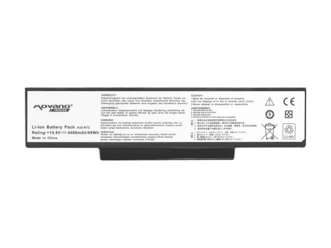 Bateria Movano Premium do Asus K72, K73, N73, X77 (6400mAh)